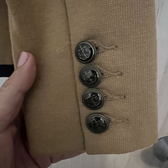 Lands End Tan with Navy Trim School Boy Blazer size 6P almost new used once - Picture 5 of 5